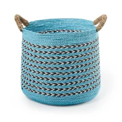 Saddle River Blue Seagrass & Raffia Basket 2-piece Set 10 Saddle River Blue Seagrass & Raffia Basket 2-piece Set -US Storage Furniture Sales 5925000 ALT3