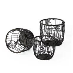 Saddle River Round Faux Wicker Open Weave Basket 3-piece Set -US Storage Furniture Sales 5925004 ALT2