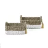 Saddle River Seagrass & White Raffia Bin 2-piece Set -US Storage Furniture Sales 5925008