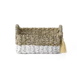 Saddle River Seagrass & White Raffia Bin 2-piece Set -US Storage Furniture Sales 5925008 ALT5