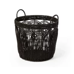 Saddle River Round Faux Wicker Decorative Basket 3-piece Set -US Storage Furniture Sales 5925009 ALT4