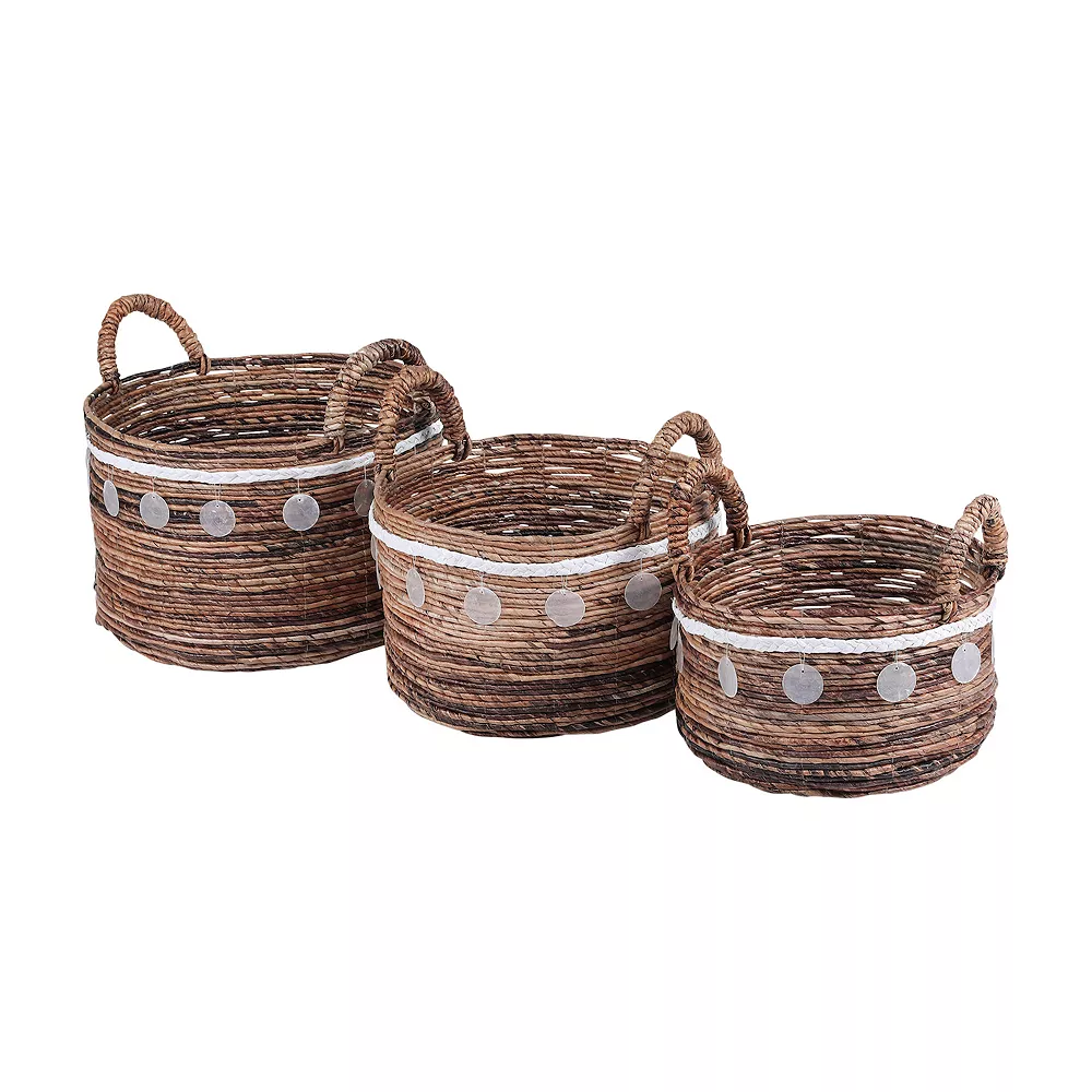 Saddle River Shell Accent Round Banana Basket 3-piece Set 3 Saddle River Shell Accent Round Banana Basket 3-piece Set