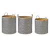 Saddle River Faux Leather Handle Round Checker Palm Leaf Basket 3-piece Set 2 Saddle River Faux Leather Handle Round Checker Palm Leaf Basket 3-piece Set -US Storage Furniture Sales 5925017