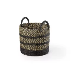 Saddle River Black Seagrass & Raffia Basket 4-piece Set -US Storage Furniture Sales 5925018 ALT2