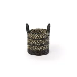 Saddle River Black Seagrass & Raffia Basket 4-piece Set -US Storage Furniture Sales 5925018 ALT5