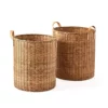 Saddle River Faux Leather Handle Round Rattan Bin 2-piece Set -US Storage Furniture Sales 5925020