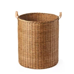 Saddle River Faux Leather Handle Round Rattan Bin 2-piece Set 10 Saddle River Faux Leather Handle Round Rattan Bin 2-piece Set -US Storage Furniture Sales 5925020 ALT2