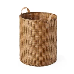 Saddle River Faux Leather Handle Round Rattan Bin 2-piece Set 13 Saddle River Faux Leather Handle Round Rattan Bin 2-piece Set -US Storage Furniture Sales 5925020 ALT5