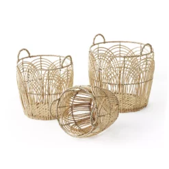 Saddle River Round Wire & Willow Basket 3-piece Set -US Storage Furniture Sales 5925021 ALT2