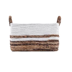 Saddle River Rectangular Dark Banana & White Raffia Rope Basket 3-piece Set -US Storage Furniture Sales 5925022 ALT3