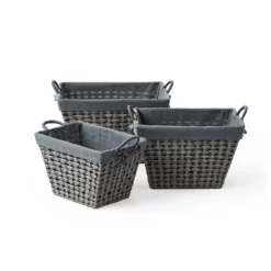 Saddle River Rectangular Cross & Open-Weave Basket 3-piece Set