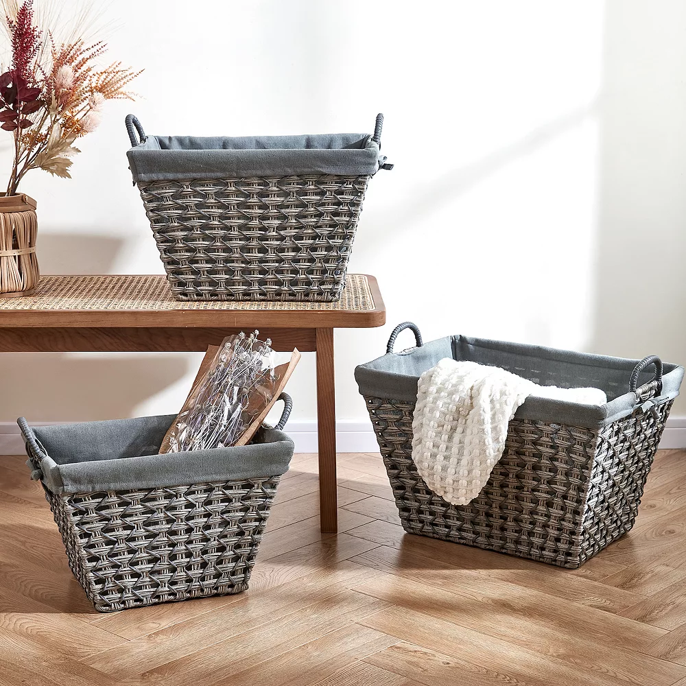 Saddle River Rectangular Cross & Open-Weave Basket 3-piece Set 4 Saddle River Rectangular Cross & Open-Weave Basket 3-piece Set - Image 2