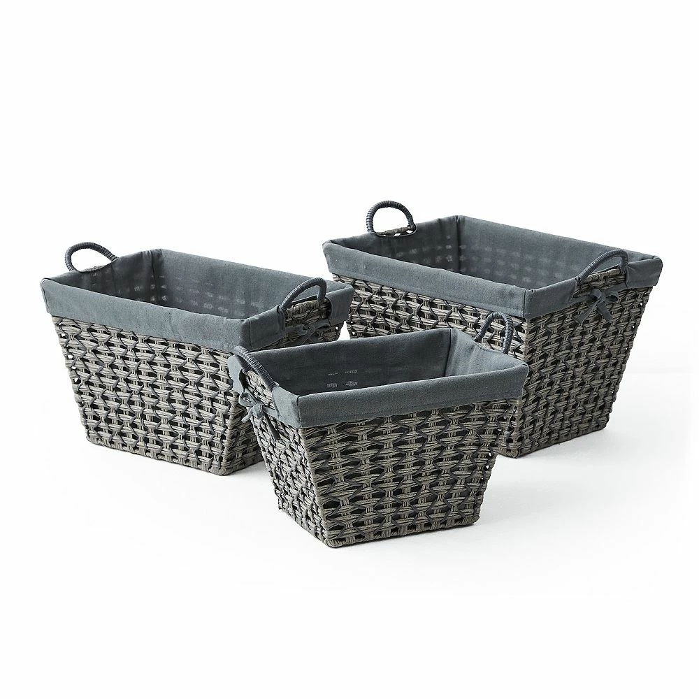 Saddle River Rectangular Cross & Open-Weave Basket 3-piece Set 5 Saddle River Rectangular Cross & Open-Weave Basket 3-piece Set - Image 3
