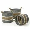 Saddle River Gray Seagrass & Raffia Basket 3-piece Set -US Storage Furniture Sales 5925025