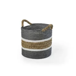 Saddle River Gray Seagrass & Raffia Basket 3-piece Set -US Storage Furniture Sales 5925025 ALT5