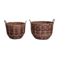 Saddle River Tapered Round Tubular Faux Wicker Basket 2-piece Set