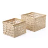 Saddle River Square Natural Open Weave Cane & Bamboo Rim Bin 2-piece Set -US Storage Furniture Sales 5925031