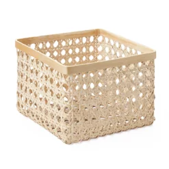 Saddle River Square Natural Open Weave Cane & Bamboo Rim Bin 2-piece Set -US Storage Furniture Sales 5925031 ALT3