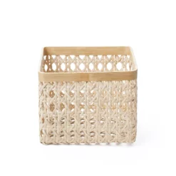 Saddle River Square Natural Open Weave Cane & Bamboo Rim Bin 2-piece Set -US Storage Furniture Sales 5925031 ALT4