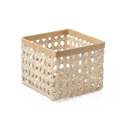 Saddle River Square Natural Open Weave Cane & Bamboo Rim Bin 2-piece Set -US Storage Furniture Sales 5925031 ALT5