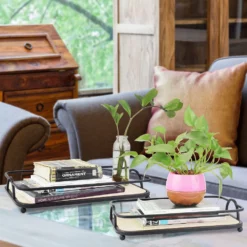 Stonebriar Collection Decorative Rectangular Tray Table Decor 2-piece Set 10 Stonebriar Collection Decorative Rectangular Tray Table Decor 2-piece Set -US Storage Furniture Sales 6005797 ALT3