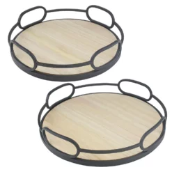 Stonebriar Collection Decorative Circle Tray Table Decor 2-piece Set
