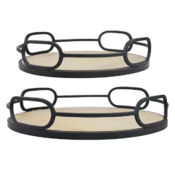 Stonebriar Collection Decorative Circle Tray Table Decor 2-piece Set -US Storage Furniture Sales 6005798 ALT2