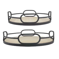 Stonebriar Collection Decorative Circle Tray Table Decor 2-piece Set -US Storage Furniture Sales 6005798 ALT3