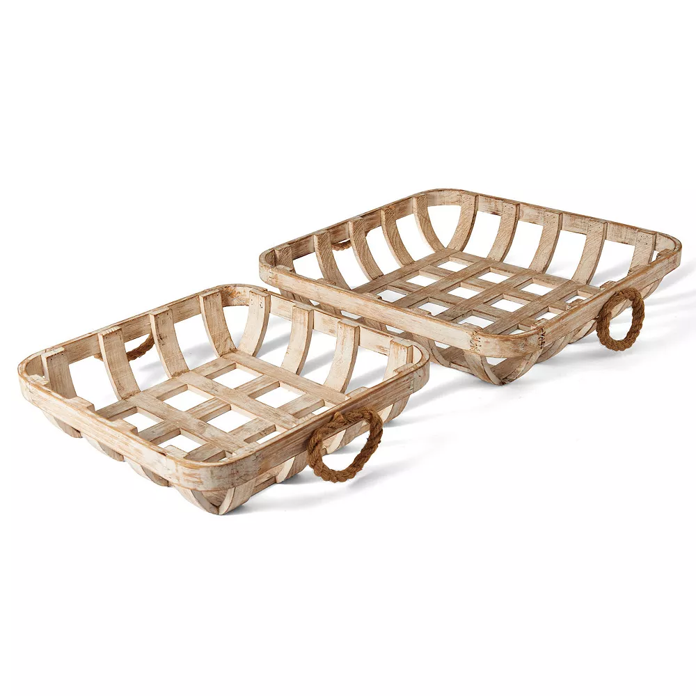 Elements Wood Woven Basket Table Decor 2-piece Set 3 Elements Wood Woven Basket Table Decor 2-piece Set