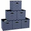 Ornavo Home Chevron Foldable Storage Cube Bin With Dual Handles -US Storage Furniture Sales 6069480 Navy