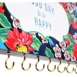 Floral Hanging Jewelry Organizer, It's A Good Day To Be Happy (14 X 8 X 1 In) 8 Floral Hanging Jewelry Organizer, It's A Good Day To Be Happy (14 X 8 X 1 In) -US Storage Furniture Sales 6094789 ALT2