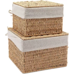 Woven Storage Baskets With Lid And Removable Liner (2 Sizes, 2 Pack) 9 Woven Storage Baskets With Lid And Removable Liner (2 Sizes, 2 Pack) -US Storage Furniture Sales 6096235 ALT3