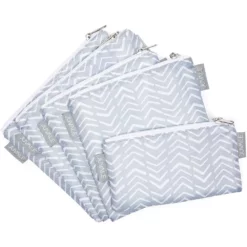 Set Of 5 Grey Chevron Reusable Snack Bags With Zipper, 3 Sizes -US Storage Furniture Sales 6096343 ALT3