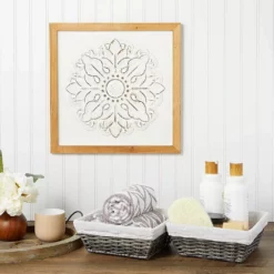 Farmlyn Creek Square Wicker Storage Baskets With Liners (9 X 9 X 3.5 Inches, 3 Pack) -US Storage Furniture Sales 6096364 ALT3