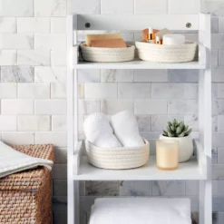 3-Piece Small Cotton Rope Woven Storage Basket Set, White Nesting Bins For Organizing Shelves, Montessori Classroom (3 Sizes) -US Storage Furniture Sales 6096567 ALT2