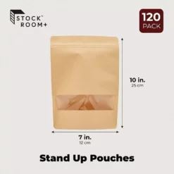 Kraft Stand Up Pouches, Clear Window Sealable Bags For Packaging (7x10 In, 120 Pack) -US Storage Furniture Sales 6096633 ALT2
