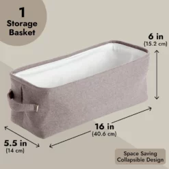 Juvale Grey Fabric Bathroom Storage Bin (16 X 6 X 5.5 Inches) -US Storage Furniture Sales 6096686 ALT3