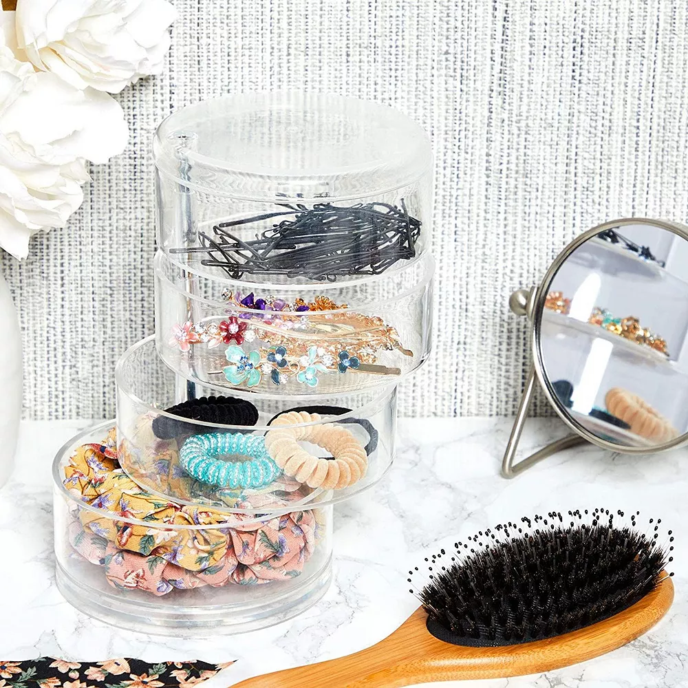 Plastic Jewelry Organizer, Hair Tie Container For Bathroom (4.5 X 6.9 In) 4 Plastic Jewelry Organizer, Hair Tie Container For Bathroom (4.5 X 6.9 In) - Image 2