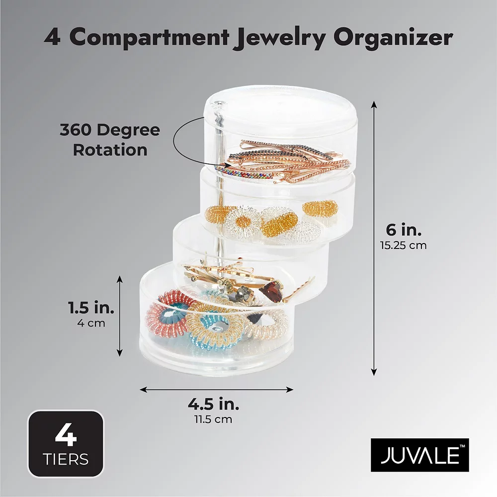 Plastic Jewelry Organizer, Hair Tie Container For Bathroom (4.5 X 6.9 In) 5 Plastic Jewelry Organizer, Hair Tie Container For Bathroom (4.5 X 6.9 In) - Image 3