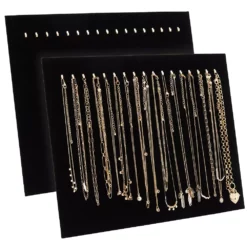 2 Pack Jewelry Display Boards With Hooks, Black Velvet Boutique Necklace Stands For Pop Up Shop (14.6 X 11.9 X 4.5 In)