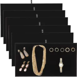 Black Velvet Jewelry Accessory Display Pads (14 ⅛ In, 6 Pack)