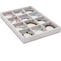 12 Grid Stackable Jewelry Tray (13.5 X 9.5 Inches, Grey Velvet) -US Storage Furniture Sales 6106605 ALT2