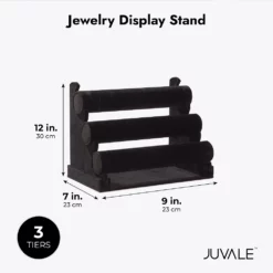 Black Velvet Jewelry Display Stand, 3 Tier Holder For Bracelets And Bangles -US Storage Furniture Sales 6106636 ALT2
