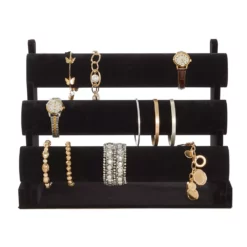 Black Velvet Jewelry Display Stand, 3 Tier Holder For Bracelets And Bangles -US Storage Furniture Sales 6106636 ALT3