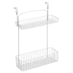 MDesign Steel Over Cabinet Kitchen Storage Organizer Holder, 2 Pack, Matte White