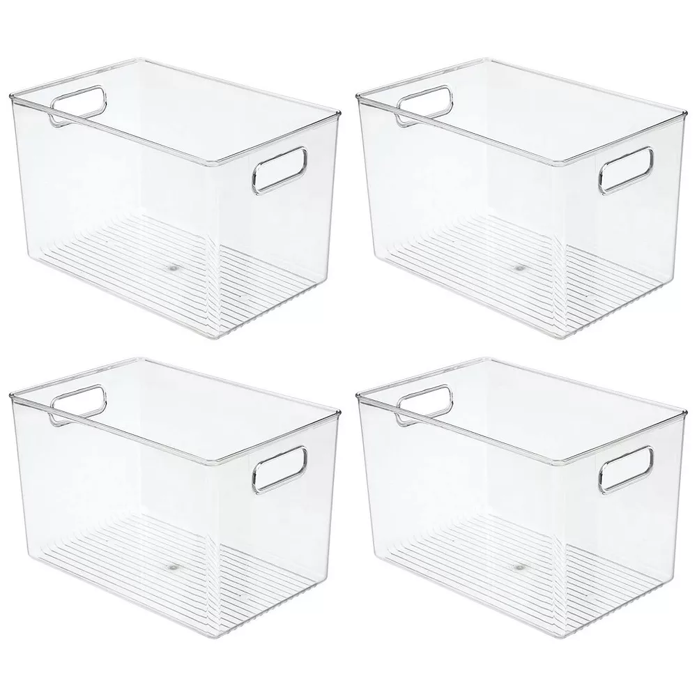 MDesign Storage Organizer Bin With Handles For Cube Furniture - 4 Pack - Clear 3 MDesign Storage Organizer Bin With Handles For Cube Furniture - 4 Pack - Clear