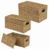 MDesign Woven Seagrass Home Storage Basket With Lid, Set Of 3 2 MDesign Woven Seagrass Home Storage Basket With Lid, Set Of 3 -US Storage Furniture Sales 6130566 Natural