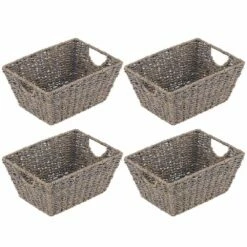 MDesign Woven Seagrass Nesting Kitchen Storage Basket Bins - 4 Pack