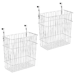 MDesign Wire Over Cabinet Door Kitchen Storage Basket & Trash Can - 2 Pack