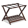 PJ Wood Hotel Style Wood Home Folding Suitcase Luggage Rack With Shelf, Walnut 2 PJ Wood Hotel Style Wood Home Folding Suitcase Luggage Rack With Shelf, Walnut -US Storage Furniture Sales 6145090